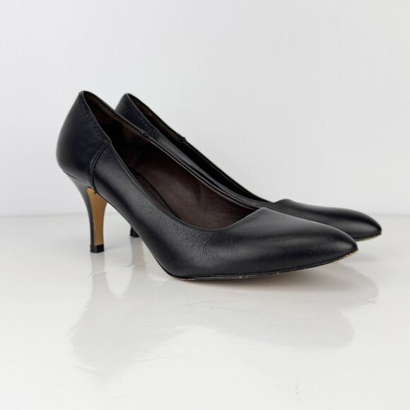 FILIPPA K Classic Leather Pointed Toes‎ EUC Designer Black Stilettos Pumps sz 38 - Picture 2 of 13